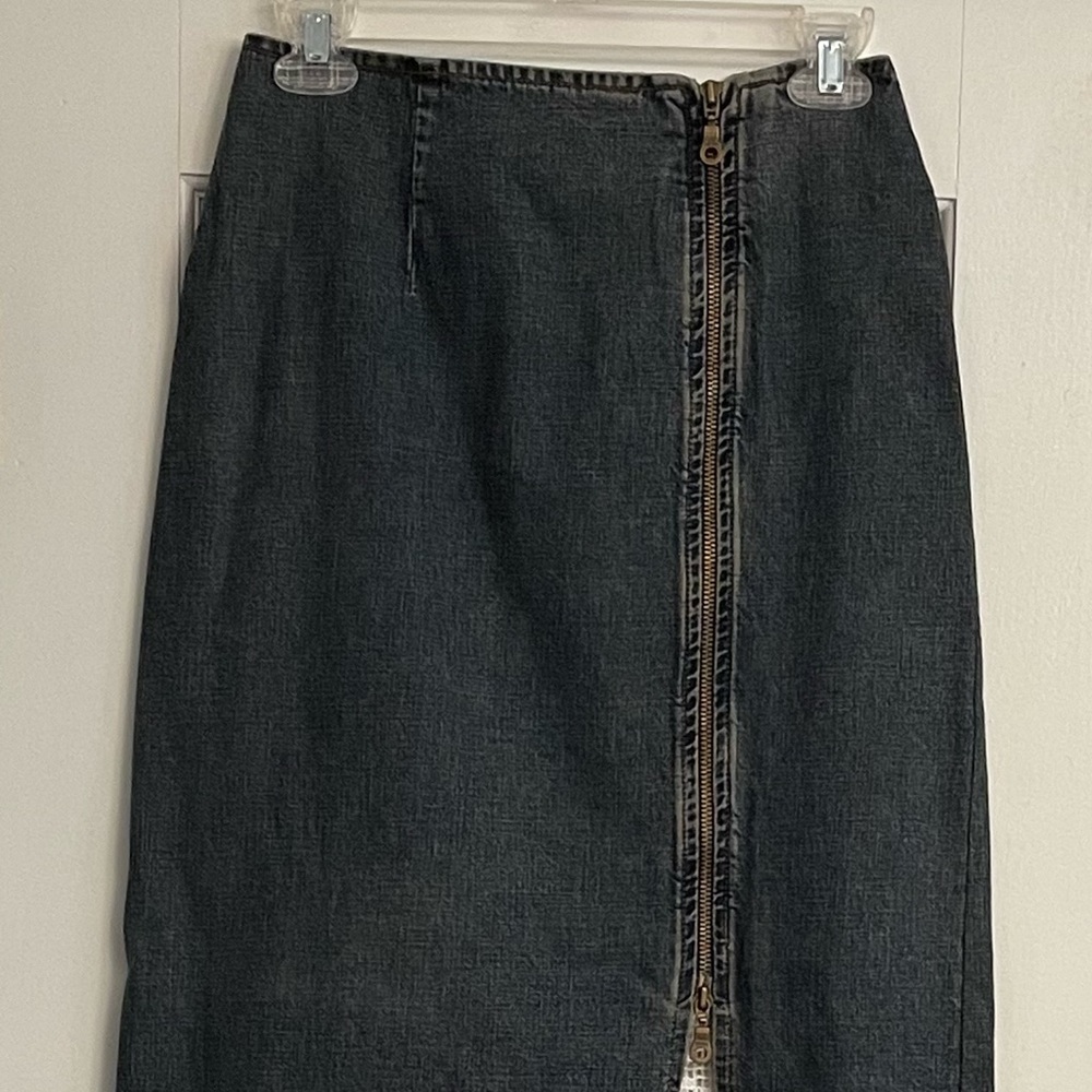 NWOT German Stockerpoint Denim and Lace Midi Skirt Size 34